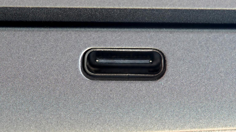 Close-up laptop USB-C port