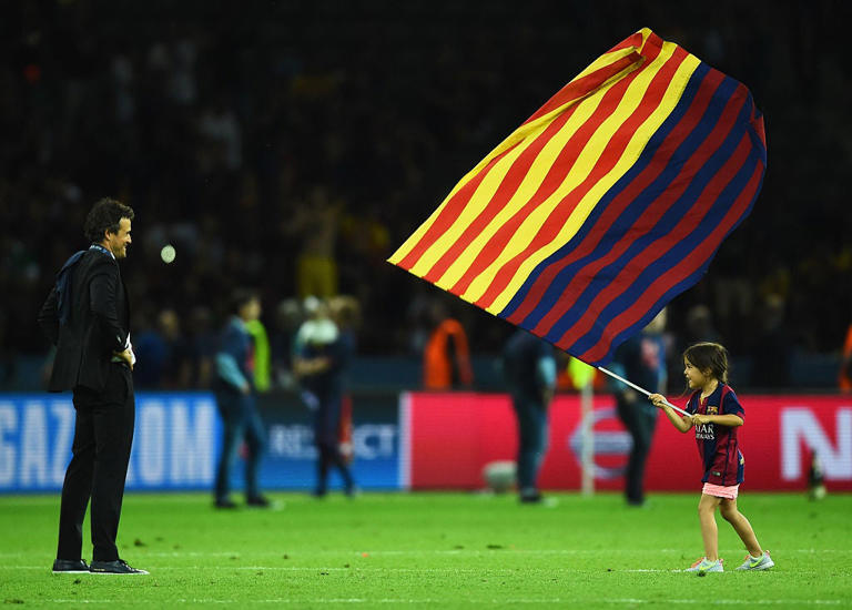 Luis Enrique and Xana after the 2015 Champions League final (Getty Images)