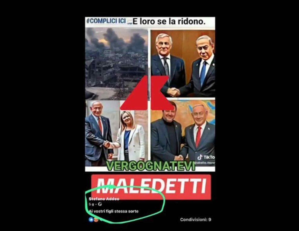 Il post di Stefano Addeo recuperato dall’agenzia AdnKronos