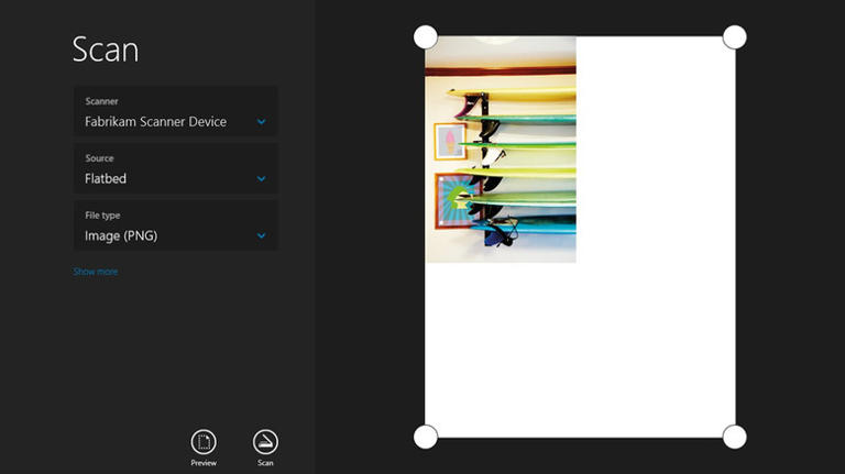 Windows Scan app showing a photo on PC