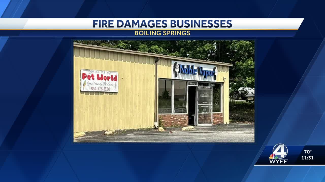 Two businesses damaged after a fire in Boiling Springs