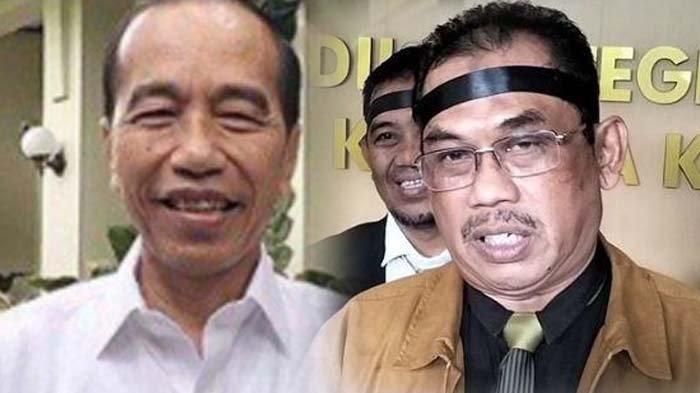 MELEBAR - M Taufik (kanan), penggugat ijazah Jokowi kini meminta agar ditunjukkan KTP, KK hingga buku induk SMA. Teman seangkatan Jokowi geregetan. (kolase tribun solo)