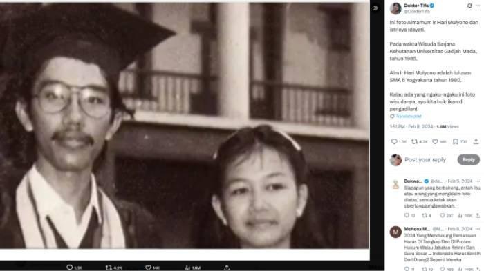 POLEMIK IJAZAH JOKOWI - Foto yang disebut sebagai Hari Mulyono, Adik Ipar yang Disebut Pemilik Ijazah Jokowi oleh Roy Suryo Cs. (Twitter/X @DokterTifa)