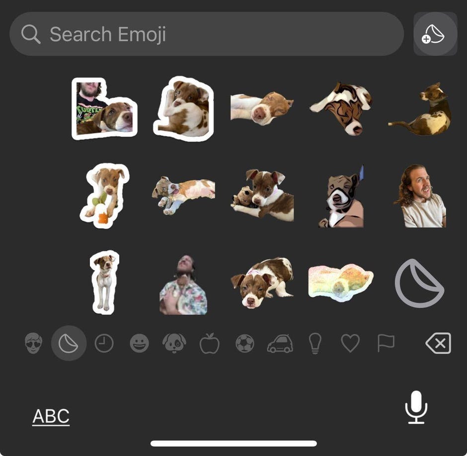 Make sure you select the folded-over circle (selected above) to view your new emoji. Apple/Screenshot by CNET