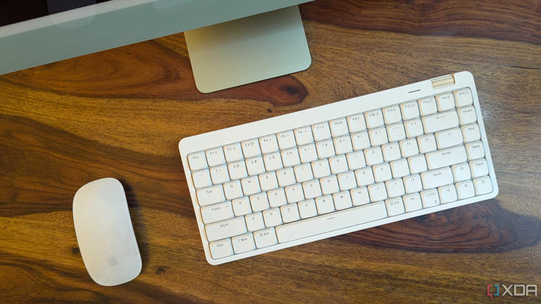 Top view of a white low-profile mechanical keyboard