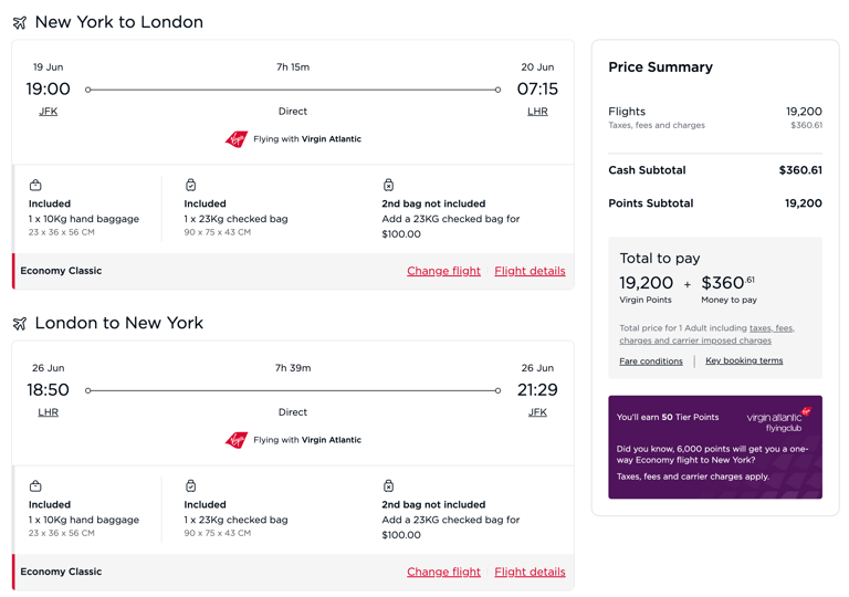 Book Virgin Atlantic award tickets to Europe for as little as 4,000