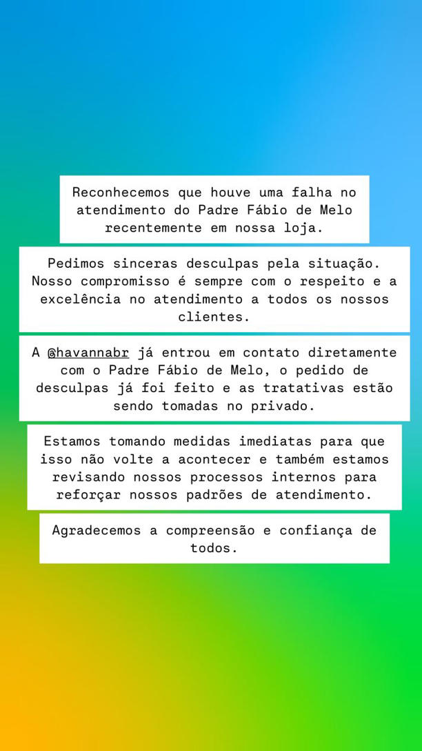 Unidade da cafeteria Havanna em Joinville emitiu uma nota após a repercussão do assunto Foto: @havannajoinville via Instagram