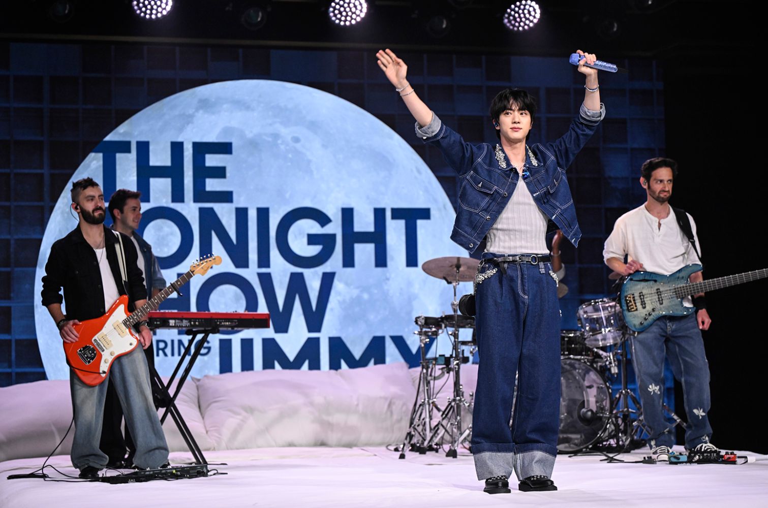 BTS' Jin Transforms ‘Tonight Show' Stage Into a Giant Bed & Takes Over ...