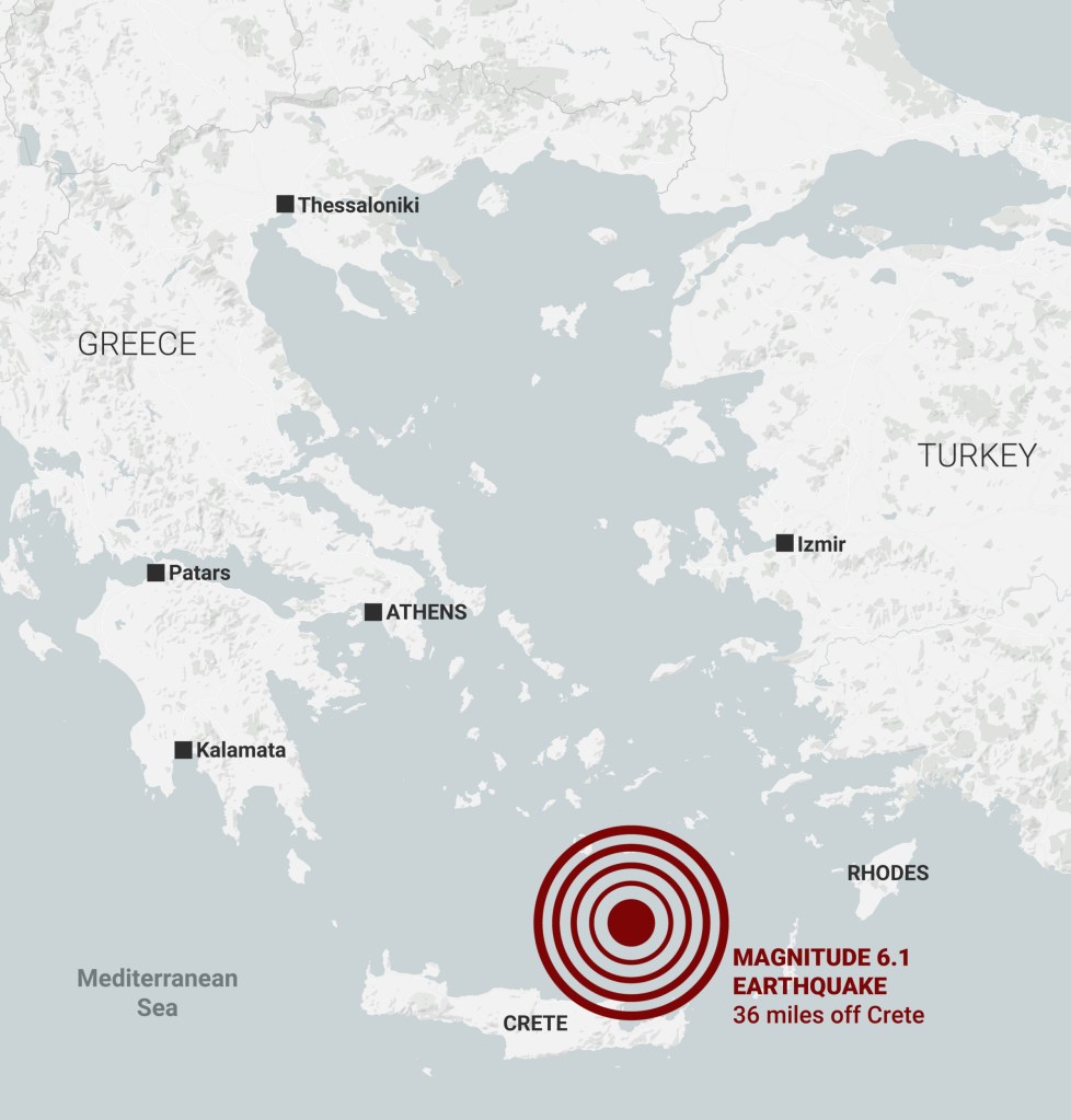 Tsunami warning after 6.1 earthquake hits Crete
