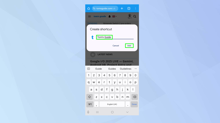 How to add a website to your Android home screen