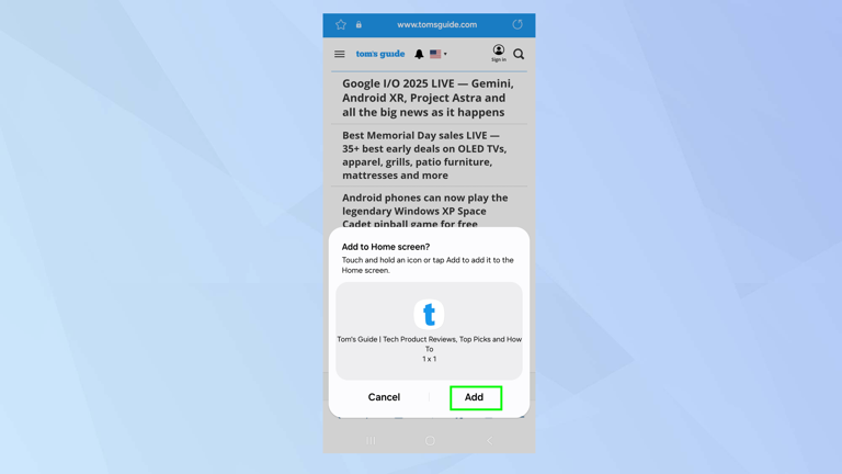 How to add a website to your Android home screen