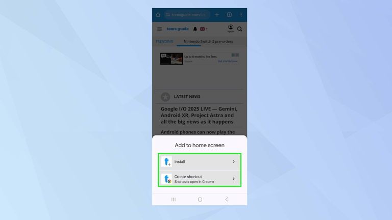 How to add a website to your Android home screen