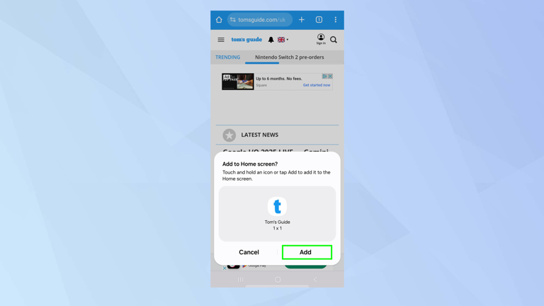 How to add a website to your Android home screen