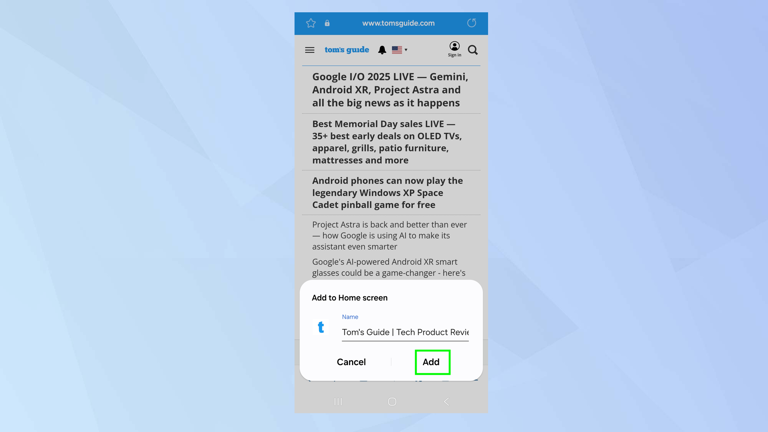 How to add a website to your Android home screen