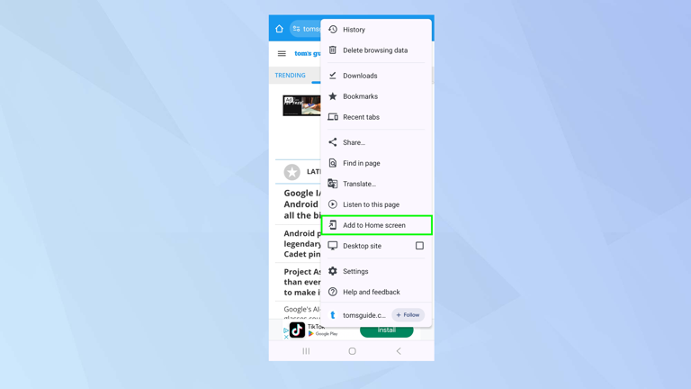 How to add a website to your Android home screen