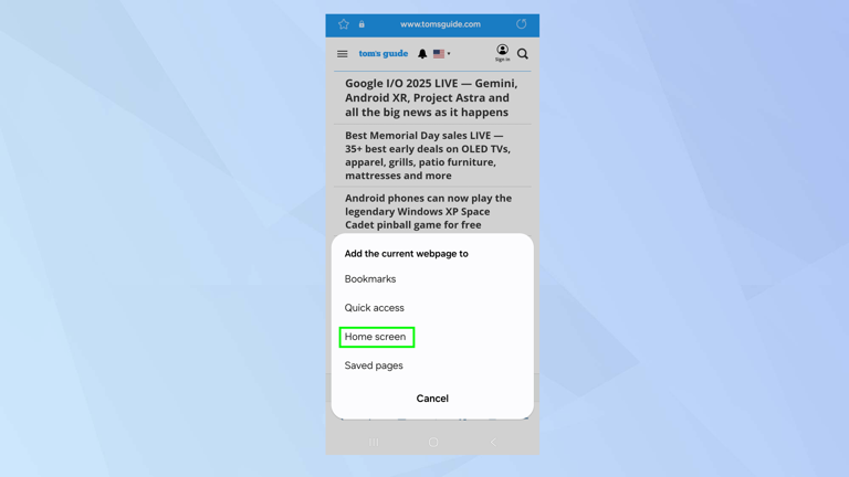 How to add a website to your Android home screen