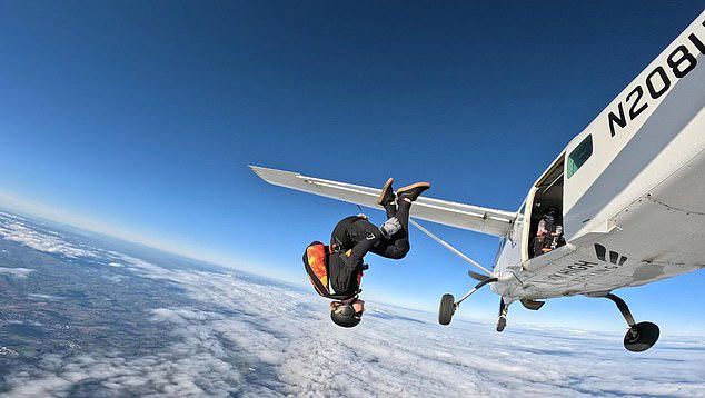 Initial reports had assumed Jade's death was a tragic accident. But SkyHigh Skydiving later issued a statement saying that her death was suspected to have been 'a deliberate act'. Pictured: Jade skydiving on a previous occasion 