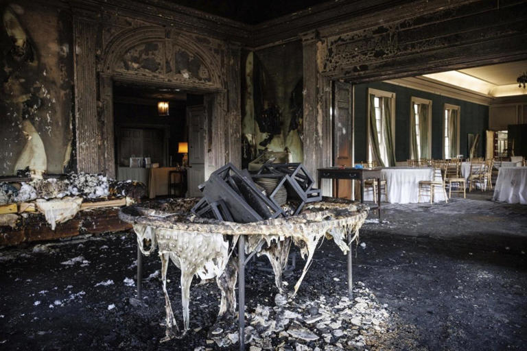 Damage after a fire at the Pennsylvania governor’s mansion.
