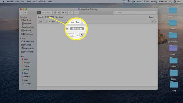 A screenshot of a Finder search on macOS.