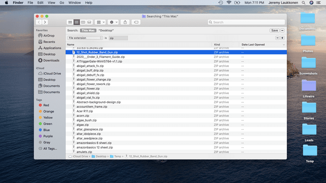 A file search on macOS.