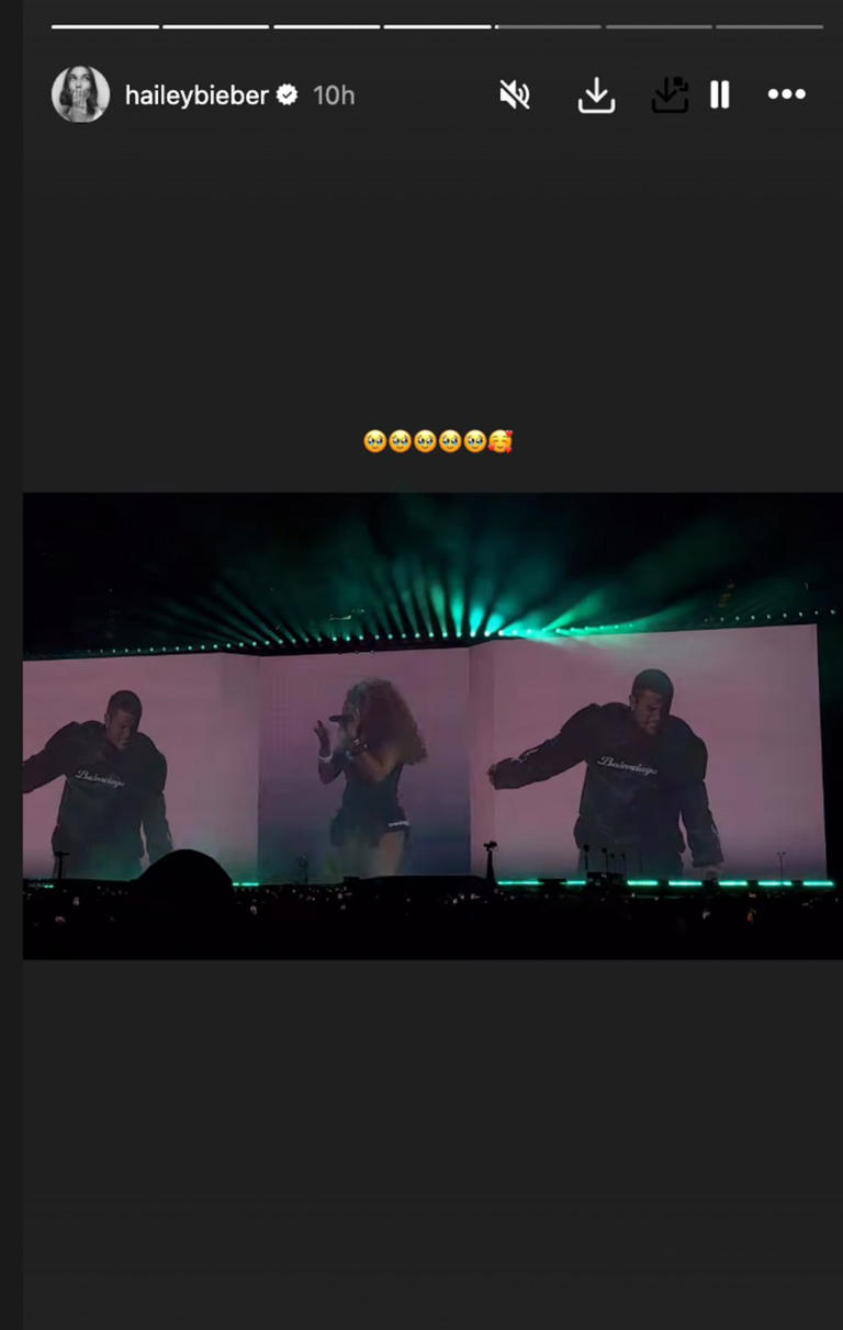 Hailey Bieber supports husband Justin during his surprise appearance at