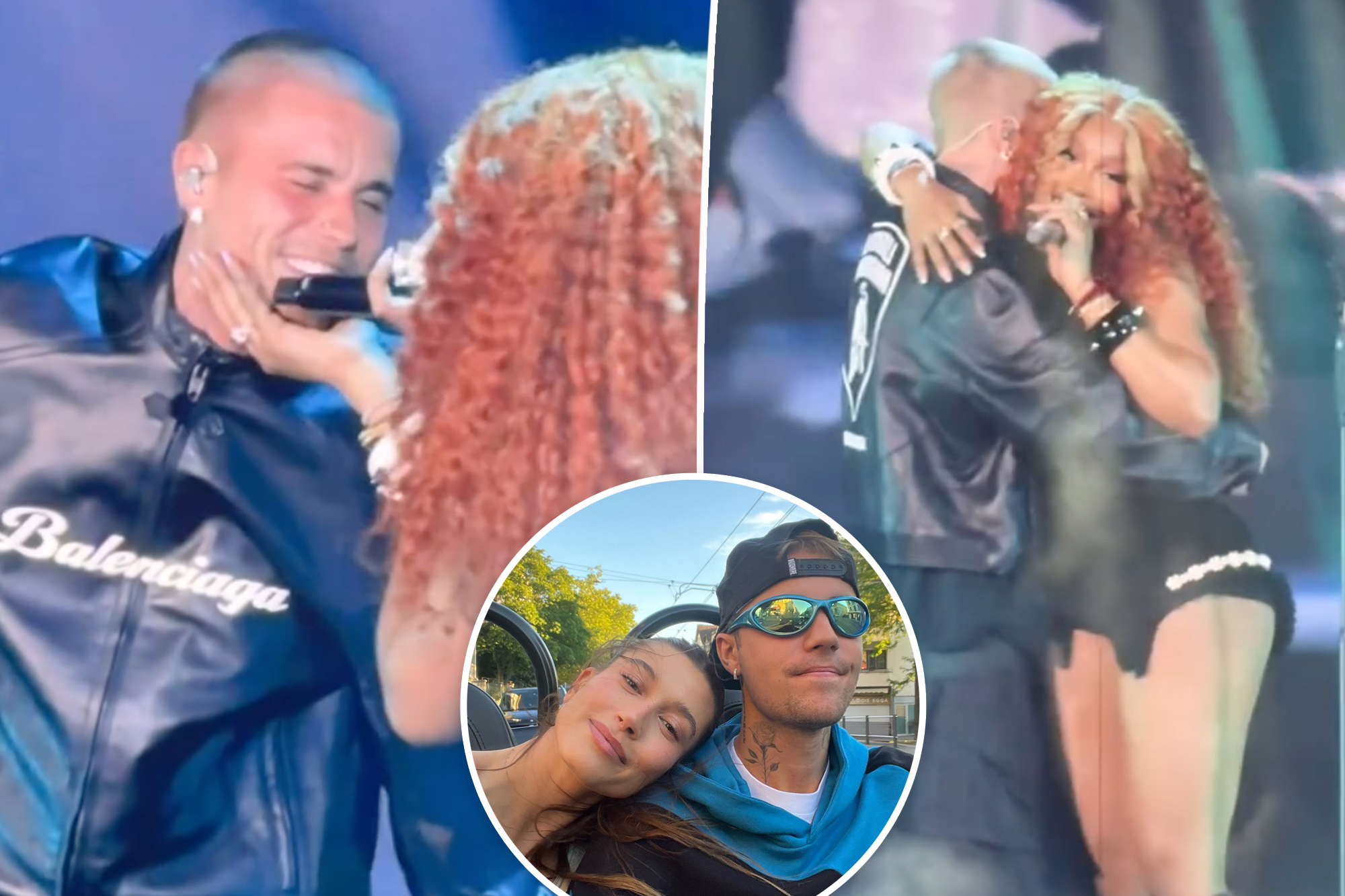 Hailey Bieber supports husband Justin during his surprise appearance at