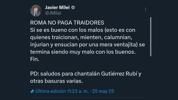 Tweets de Javier Milei