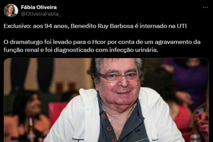 Benedito Ruy Barbosa é internado em SP (Reprodução/X)