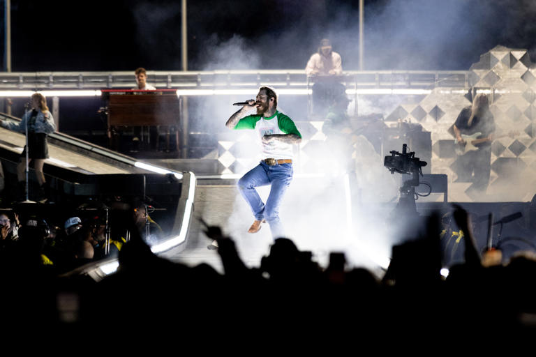 Post Malone performs during the Big Ass Stadium Tour at Citizens Bank Part in Philadelphia, Pa. on Saturday, May 24, 2025.