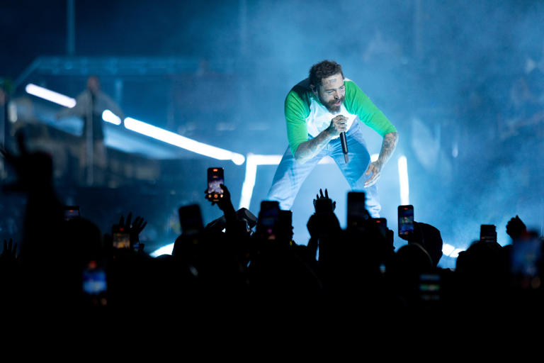Post Malone performs during the Big Ass Stadium Tour at Citizens Bank Part in Philadelphia, Pa. on Saturday, May 24, 2025.