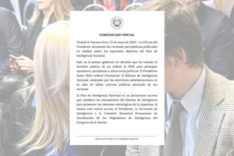 El texto del Gobierno hablando de la SIDE