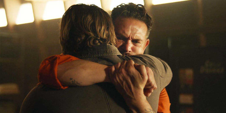 Max Thieriot as Bode Leone and Kevin Alejandro as Manny Perez in Fire Country season 3, episode 8