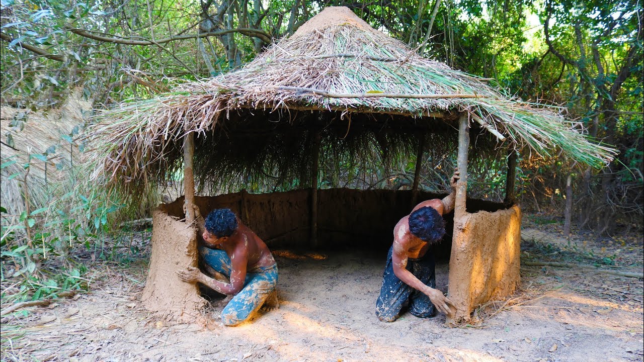 Mud, stone, and bamboo shaped into an eco-friendly A-frame hut built by ...