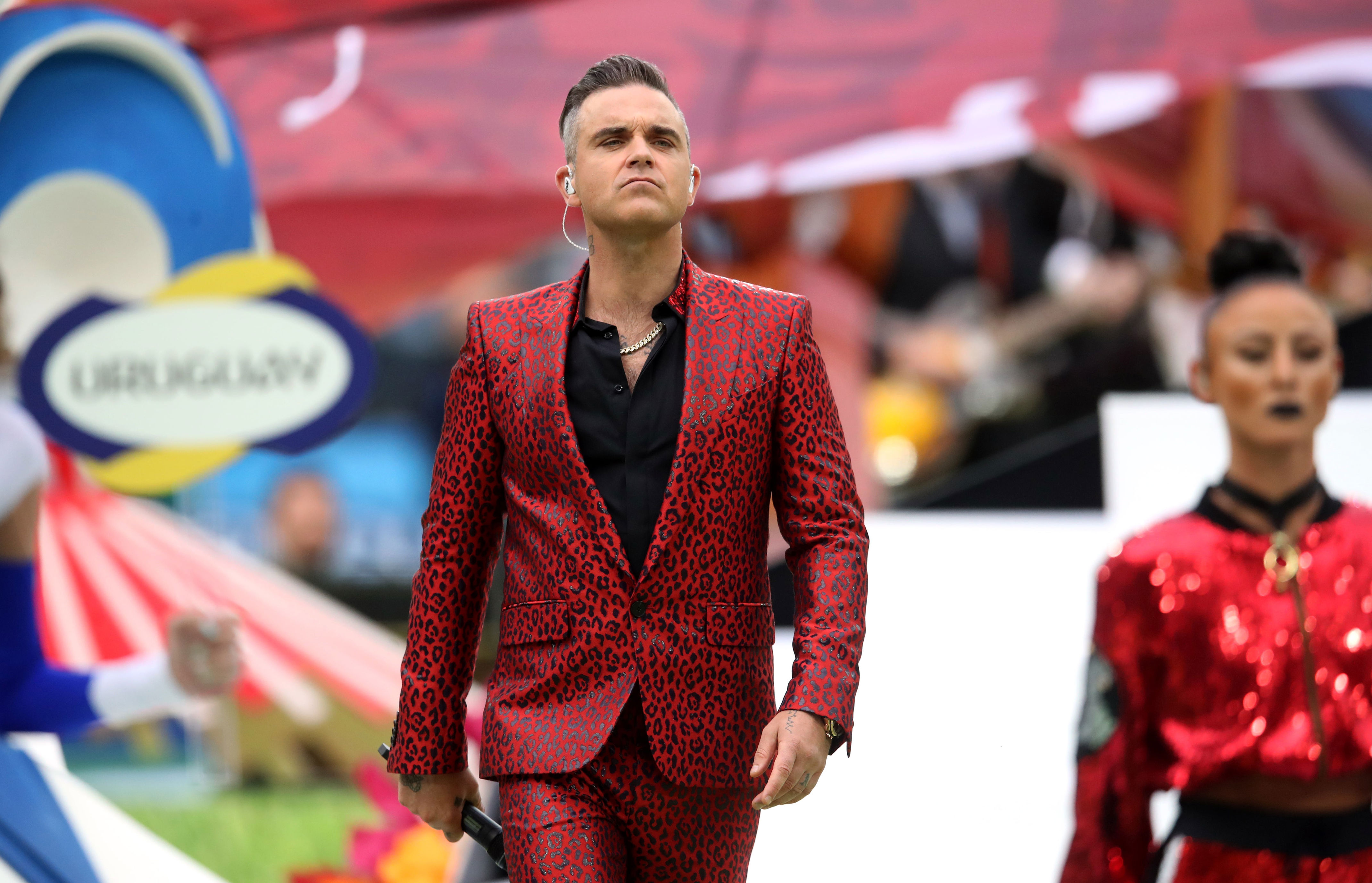 Robbie Williams at the opening ceremony of the FIFA World Cup in Russia (Adam Davy/PA)