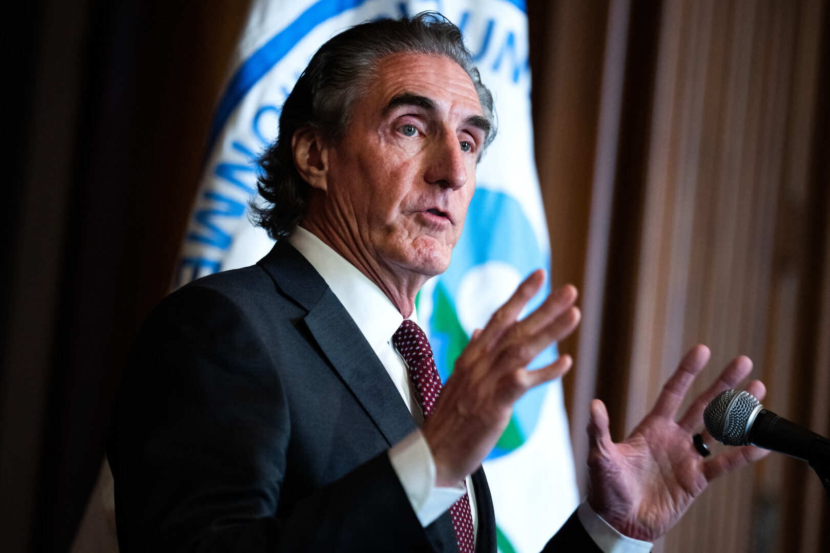 Interior Secretary Doug Burgum at a ceremony in February. The department is asking Congress to use the Land and Water Conservation Fund for maintenance, a purpose not listed in 2020 reauthorizing legislation.