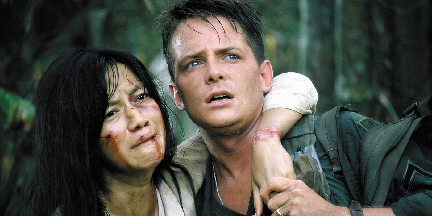 Eriksson tries to rescue Tran in a scene from Casualties of War.