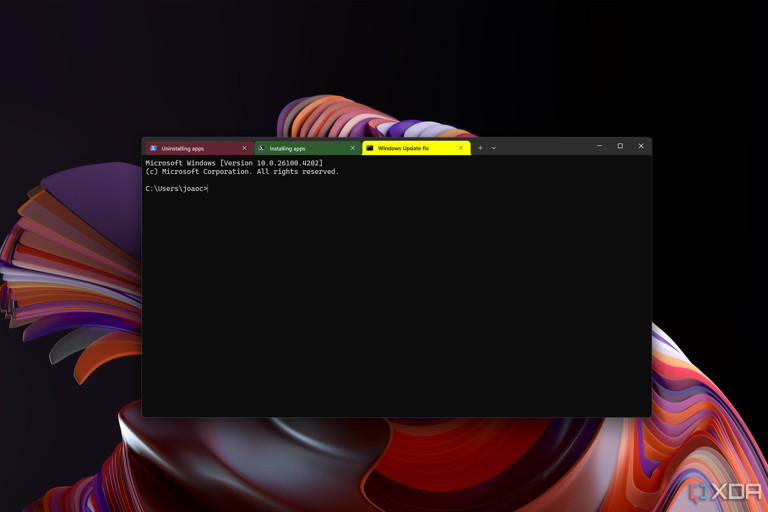 Screenshot of Windows Terminal using tabs with different colors and names