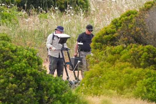 Searchers using ground penetrating radar (PA)