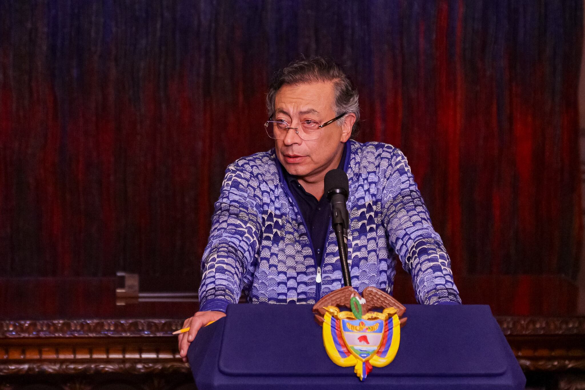 El presidente, Gustavo Petro, en alocución desde la Casa de Nariño, en Bogotá, el 3 de junio de 2025.