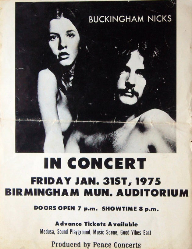 A poster that the author's father made for what would become the last concert that Stevie Nicks and Lindsey Buckingham played as a duo before joining Fleetwood Mac.