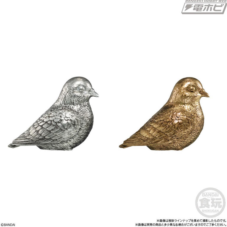 鳩を様々なカラーで収録した食玩ソフビフィギュア「てのり