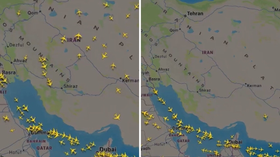 Flights rapidly exit Iran skies after Israeli strikes, Flightradar24 ...