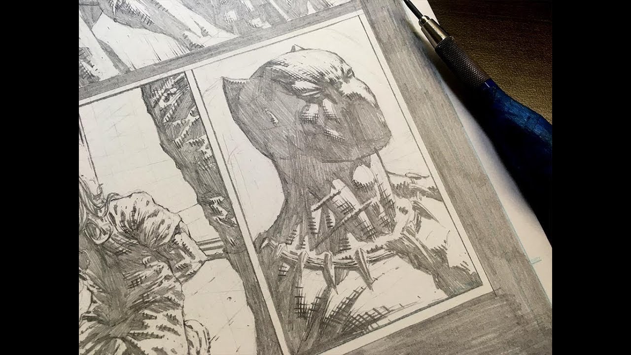 The art of drawing Black Panther in classic comic style