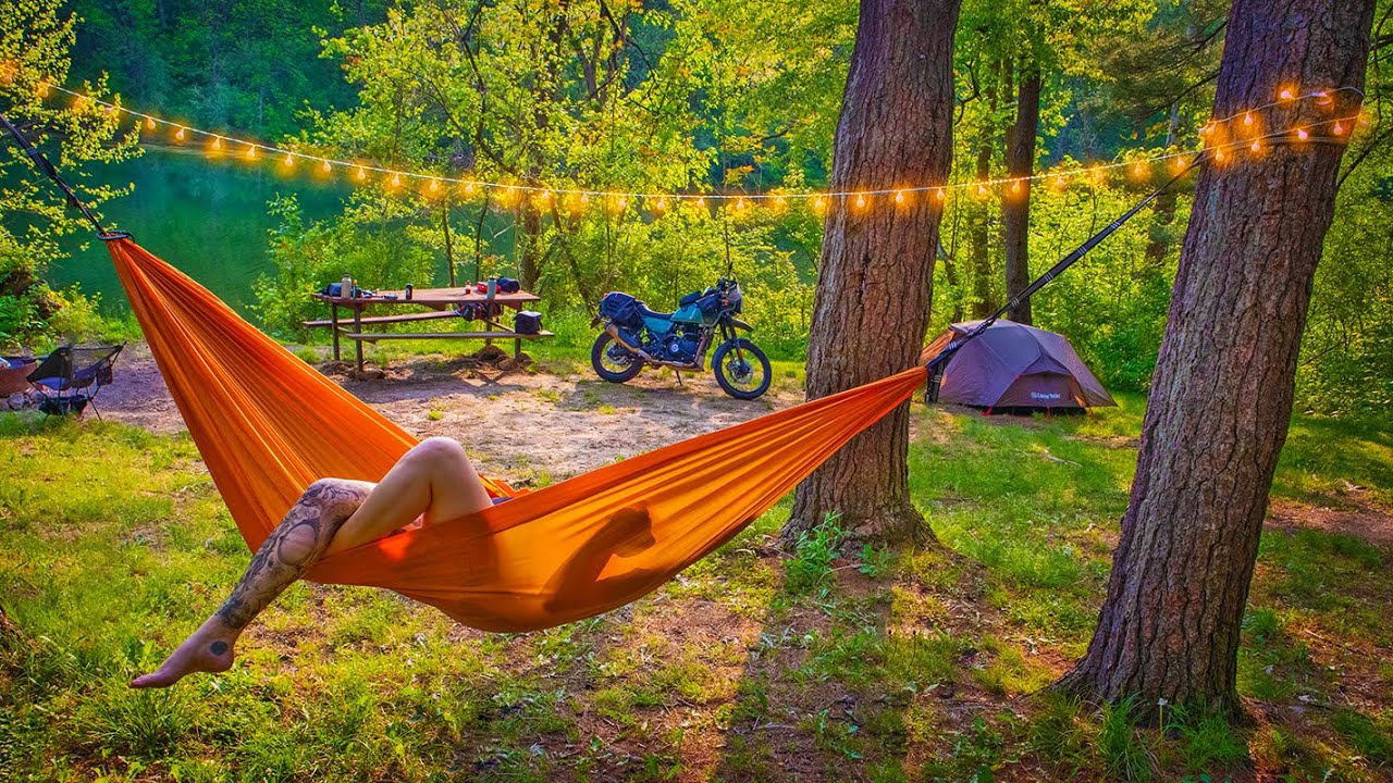 Relaxing Solo Motorcycle Camping Trip Camping Asmr