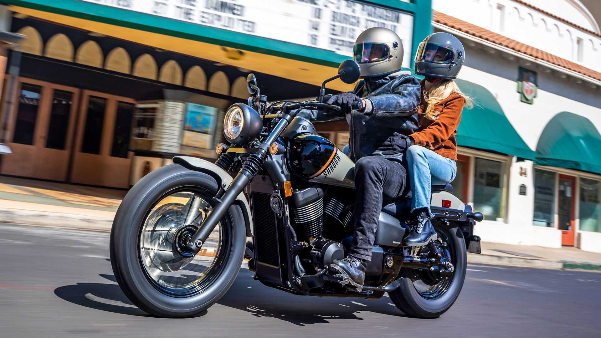 2025 Honda Shadow Phantom cruising through town