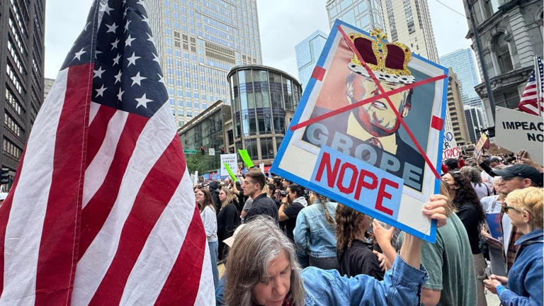 Protestas en EU con el lema ‘No Kings’ en cumpleaños de Donald Trump