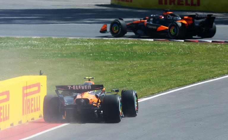 Lando Norris failed to finish after his crash with Oscar Piastri. (Photo by Clive Rose/Getty Images)