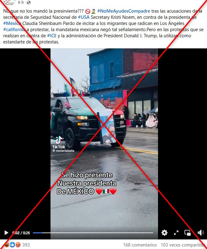 El video de un vehículo con una foto de Sheinbaum no es de las ...