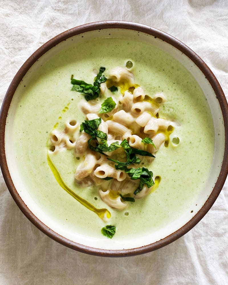 Creamy Broccoli Soup with Cheesy Macaroni