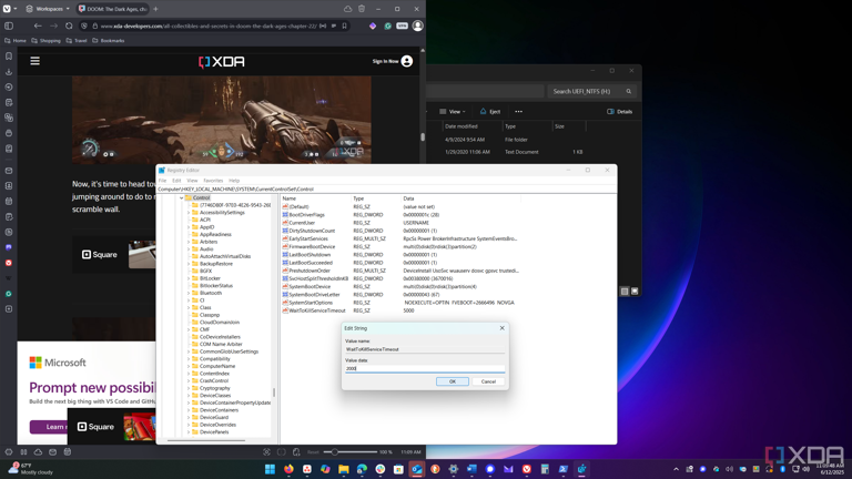 Shows tweaking kill service string